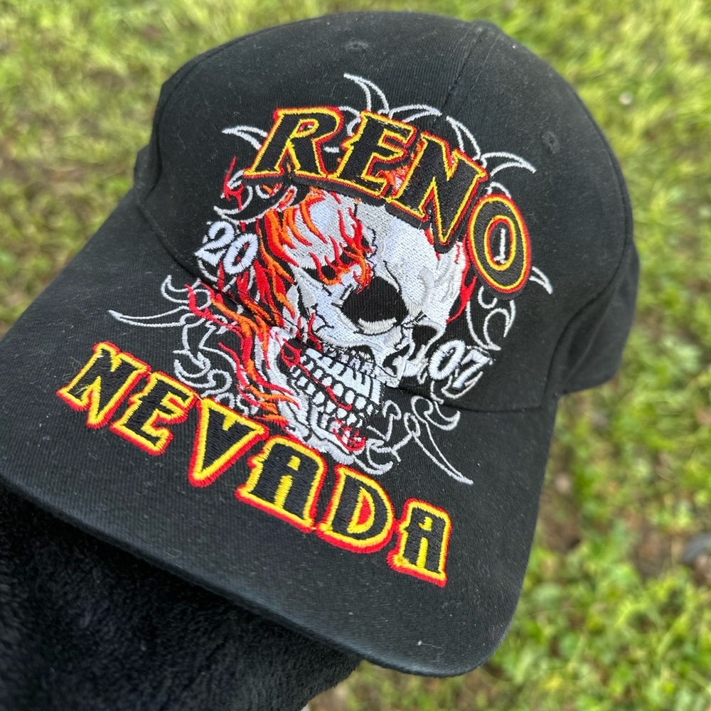 Reno Nevada 2007 Skull Embroidered Y2K Biker Hat